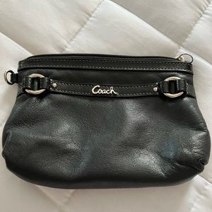 Coach black leather zipper clutch